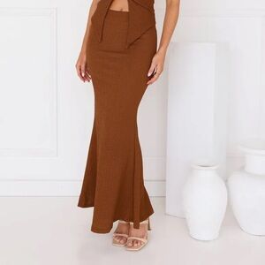 NEW Hello Molly Brown Long Maxi Skirt Textured Women's Size US 6